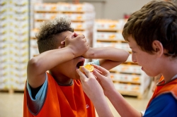 Two children take part in tasting workshop