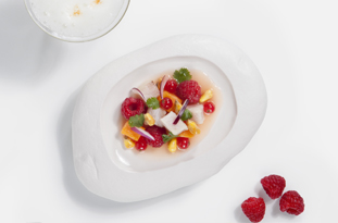 Cebitxe de corbina amb gerds i groselles - Vakuum Mercabarna