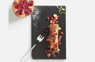 Milfulls amb crema de vainilla i magrana - Marc Rodellas Mercabarna